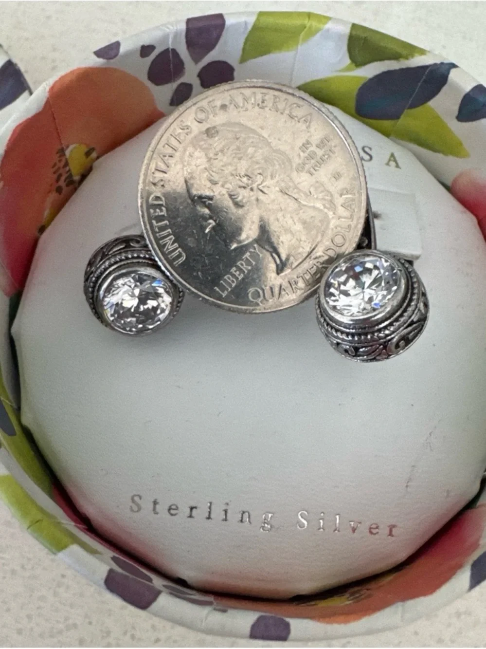 Contessa di Capri Sterling Silver Clear Crystal Drop Earrings